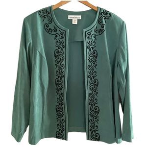 Jade green open front blazer jacket, 2X Serengeti